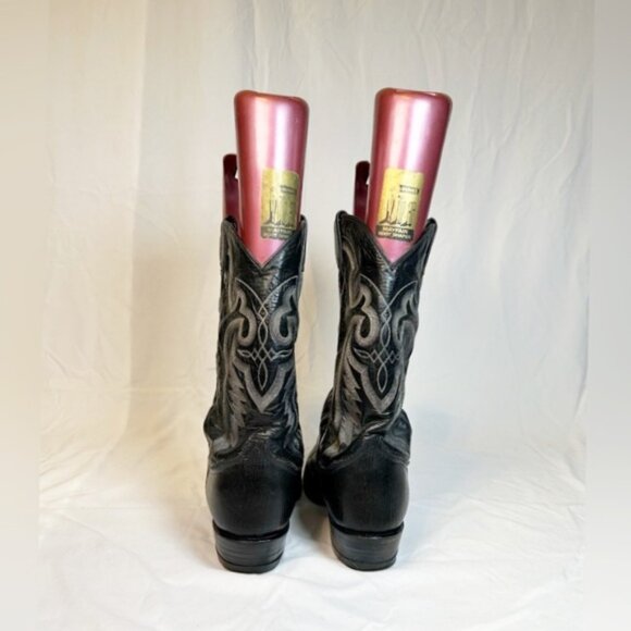 Vintage Tony Lama Mens Black Leather Teju Lizard Cowboy Western Boots~10~ - Picture 5 of 10